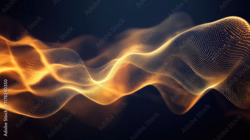 Poster A dynamic abstract waveform with oceanic light patterns, creating reflective ripples that resemble the endless flow of water in a serene composition
