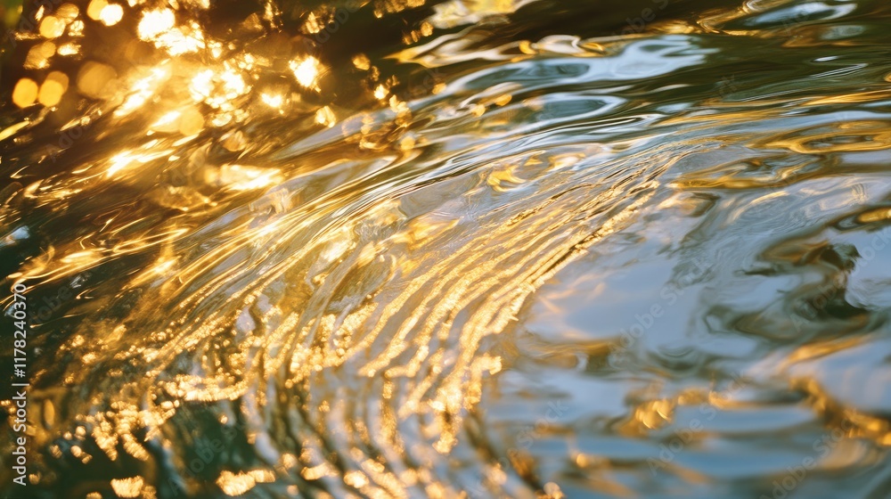 Aufkleber A dynamic abstract waveform with oceanic light patterns, creating reflective ripples that resemble the endless flow of water in a serene composition