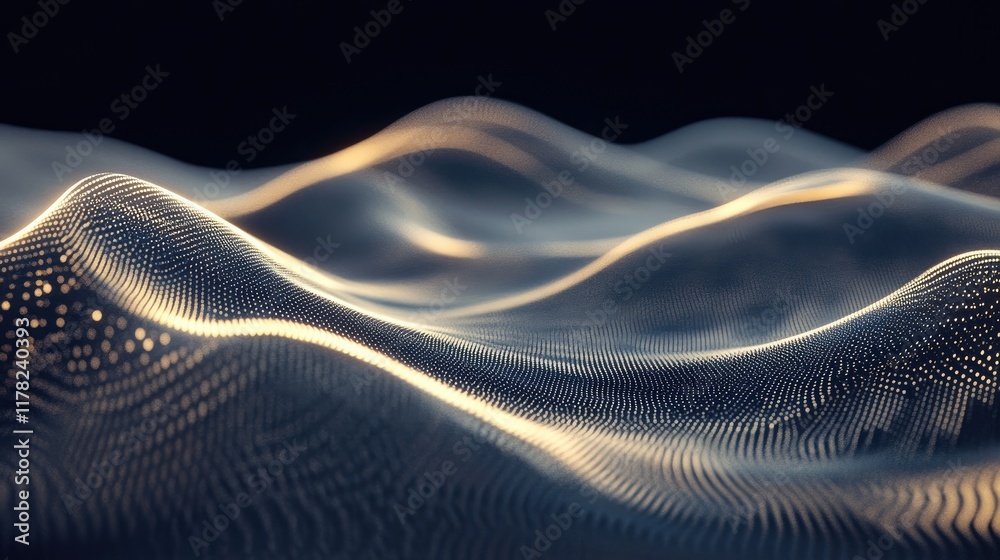 Poster A dynamic abstract waveform with oceanic light patterns, creating reflective ripples that resemble the endless flow of water in a serene composition