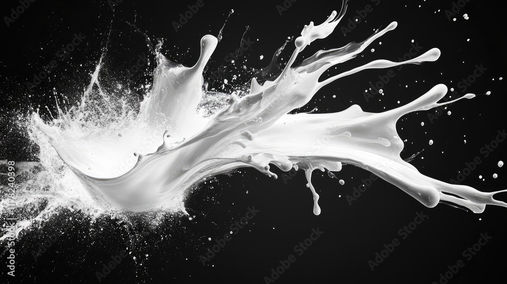 Poster A dynamic abstract white splash with fluid spikes and smooth organic flow, capturing the elegance of motion in an artistic, fluid design