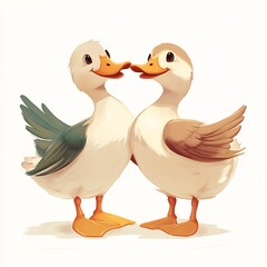 Fototapeta premium Adorable Ducks in Love: A Tender Moment Captured in Digital Art