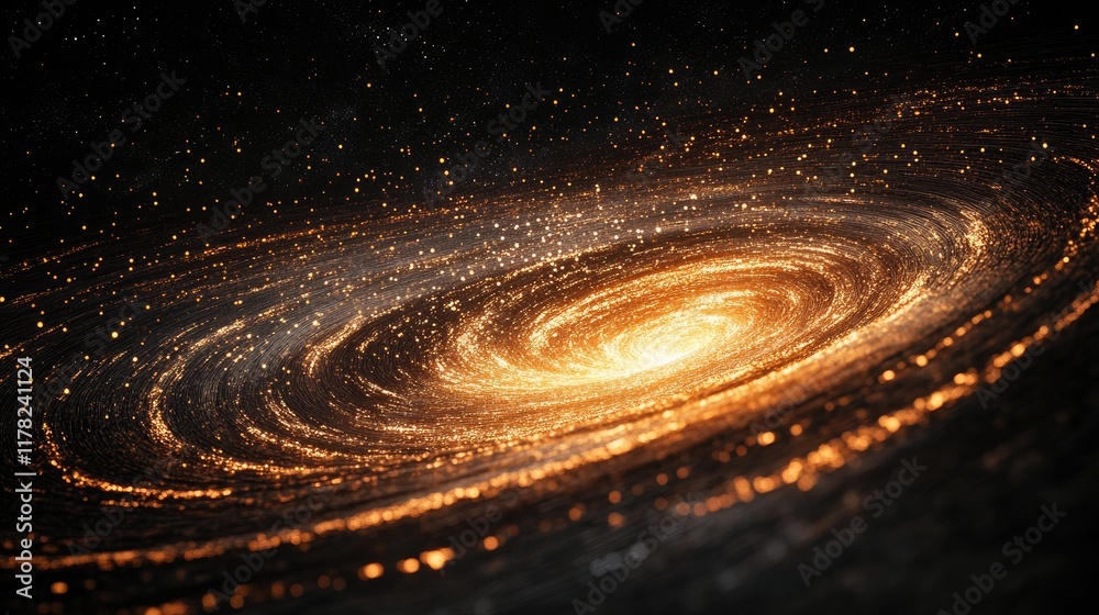 Poster A futuristic, cosmic superfluid vortex surrounded by a dark field, with spiraling lines of light representing the flow of particles without friction or resistance