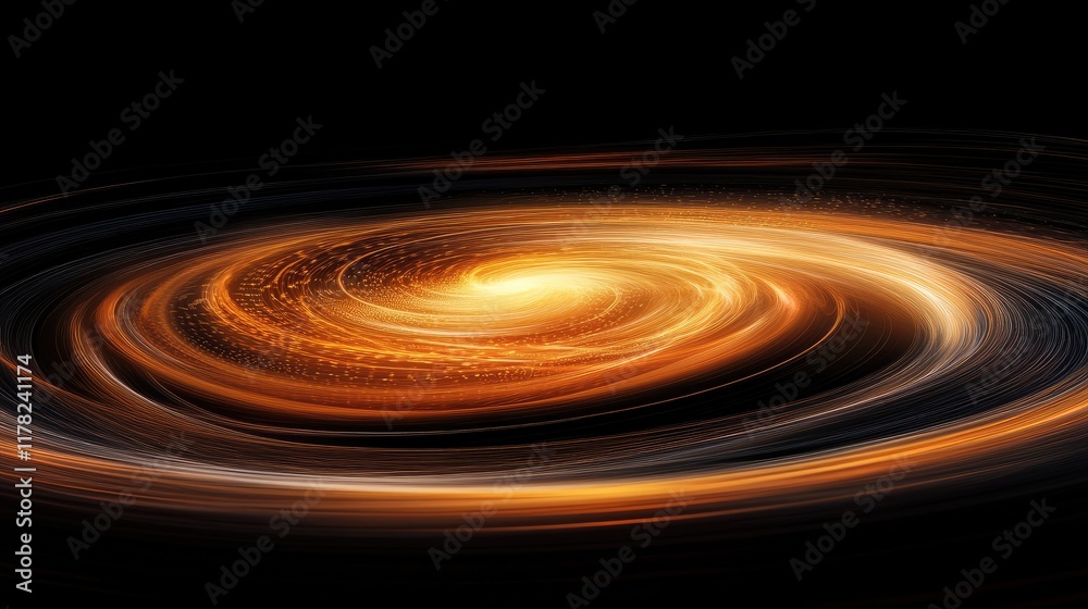 Poster A futuristic, cosmic superfluid vortex surrounded by a dark field, with spiraling lines of light representing the flow of particles without friction or resistance