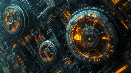 Fototapeta premium A mesmerizing 3D wallpaper showcasing a dynamic abstract technology background that blends modern design with futuristic elements for a visually stunning and captivating atmosphere