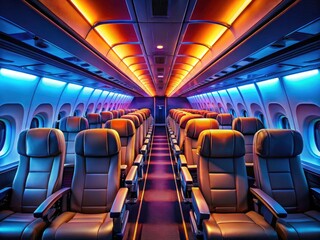 Silhouette Airplane Interior 3D Render: Cabin Seats, Detailed Features, Luxury Aircraft Design