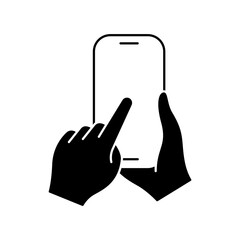 Hands holding mobile phone in flat style icon. Smartphone held by two hands PNG symbol. Hand holding a smartphone signs vector illustration for apps and website