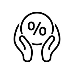Special offer in line style icon. Discount PNG symbol. Hand with badge discount signs vector illustration for apps and website