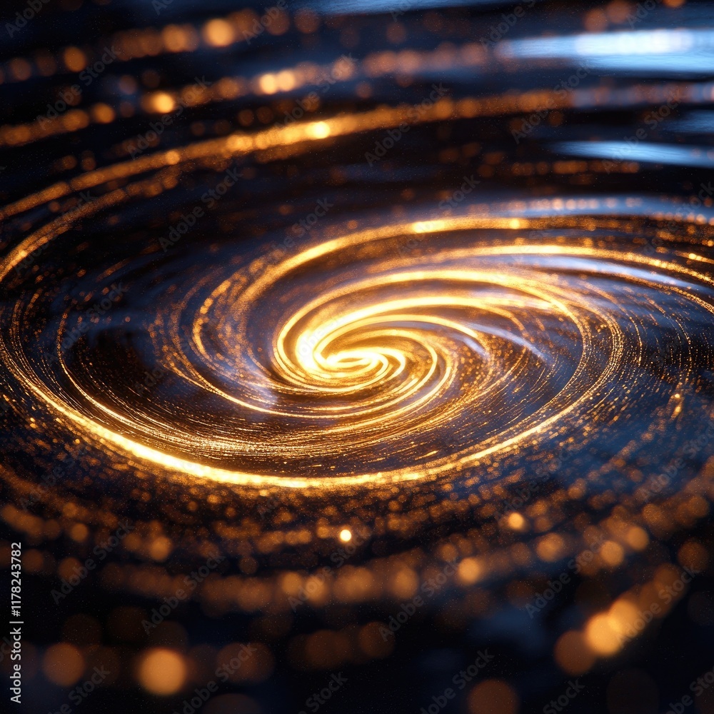 Poster A mesmerizing superfluid vortex shows spiraling lines of light in a dark field, illustrating particles moving without friction