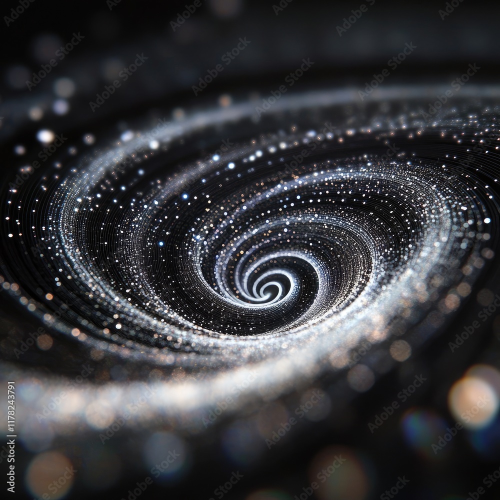 Poster A mesmerizing superfluid vortex shows spiraling lines of light in a dark field, illustrating particles moving without friction