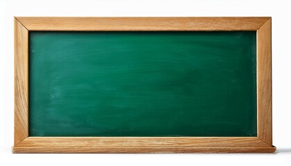 blank horizontal green school chalkboard isolated on white background
