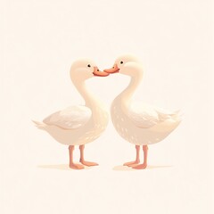 Two White Ducks in Love: A Tender Moment Captured