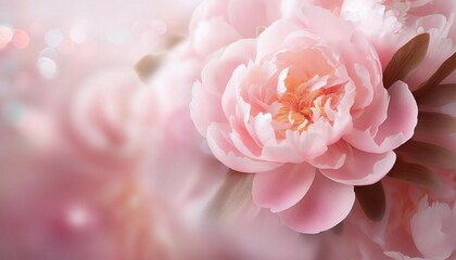 blossoming delicate pink peony flower with soft pastel background vibrant petals in elegant and serene floral composition