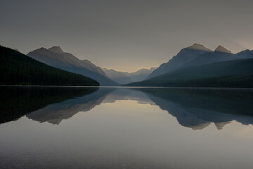 Reflections and Shafts Of Light Over Bowman Lake In Glacier