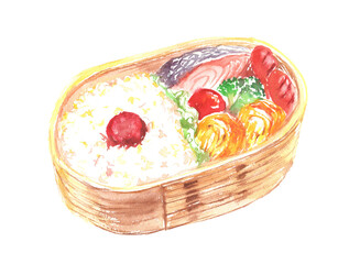 水彩で描いたお弁当のイラスト