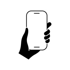Hands holding mobile phone in flat style icon. Smartphone held PNG symbol. Hand holding a smartphone signs vector illustration for apps and website