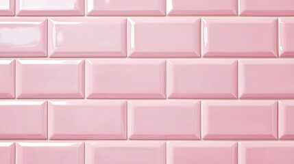 Pale Pink Glossy Rectangular Tiles Wall