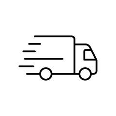 Delivery truck in line style icon. Fast moving shipping PNG symbol. Fast moving shipping delivery truck signs vector illustration for apps and website