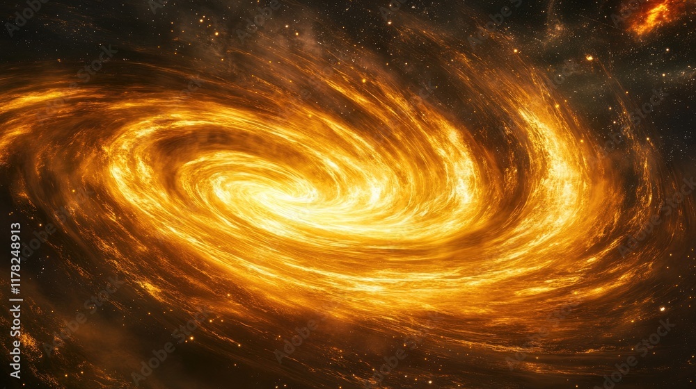 Poster A superfluid vortex in deep space, glowing with spiraling lines of light, capturing the beauty and mystery of frictionless particle movement in the cosmos