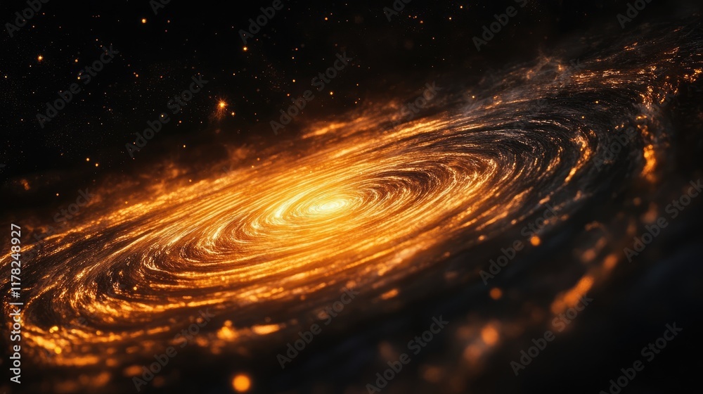 Poster A superfluid vortex in deep space, glowing with spiraling lines of light, capturing the beauty and mystery of frictionless particle movement in the cosmos