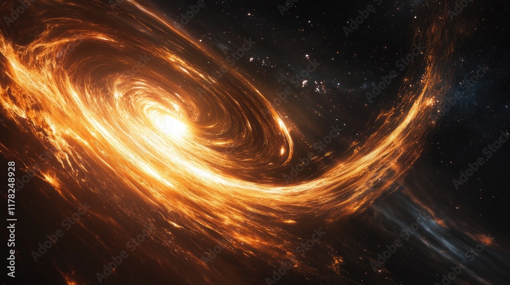 Aufkleber a superfluid vortex in deep space, glowing with spiraling lines of light, capturing the beauty and m