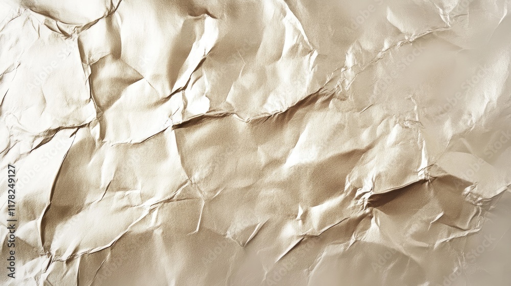 Aufkleber A textured gold metallic foil surface with a crumpled effect, creating a luxurious and artistic abstract design that evokes warmth and opulence