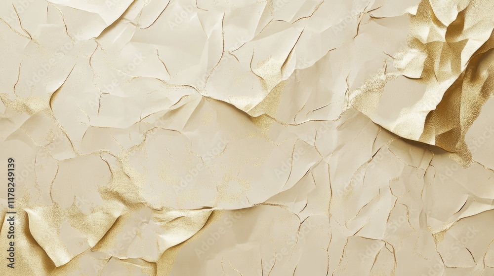 Aufkleber A textured gold metallic foil surface with a crumpled effect, creating a luxurious and artistic abstract design that evokes warmth and opulence