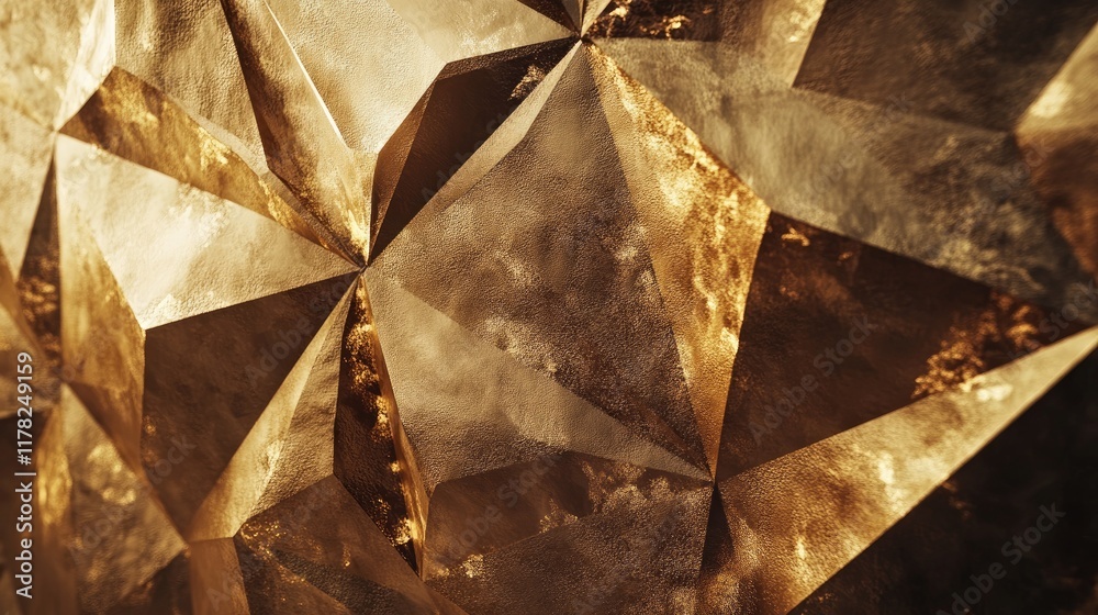 Aufkleber A textured gold metallic foil surface with a crumpled effect, creating a luxurious and artistic abstract design that evokes warmth and opulence
