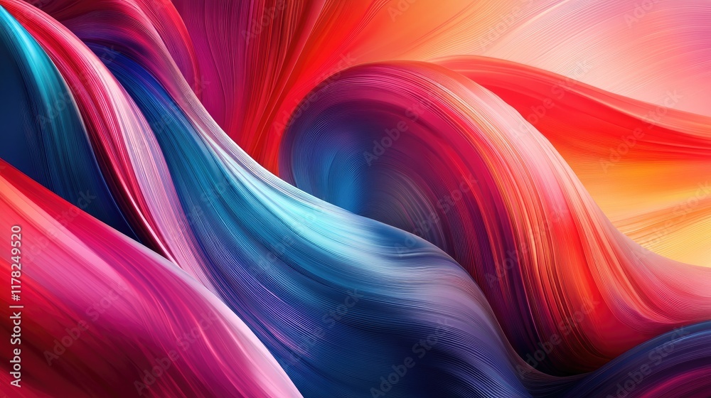Aufkleber A vibrant abstract swirl of colorful wave patterns, creating dynamic, energetic movement with rich textures and artistic depth