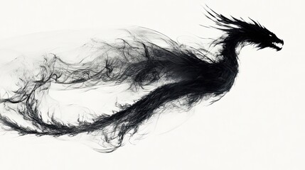 Obraz premium A Black Smoke Dragon Soaring Through The Air
