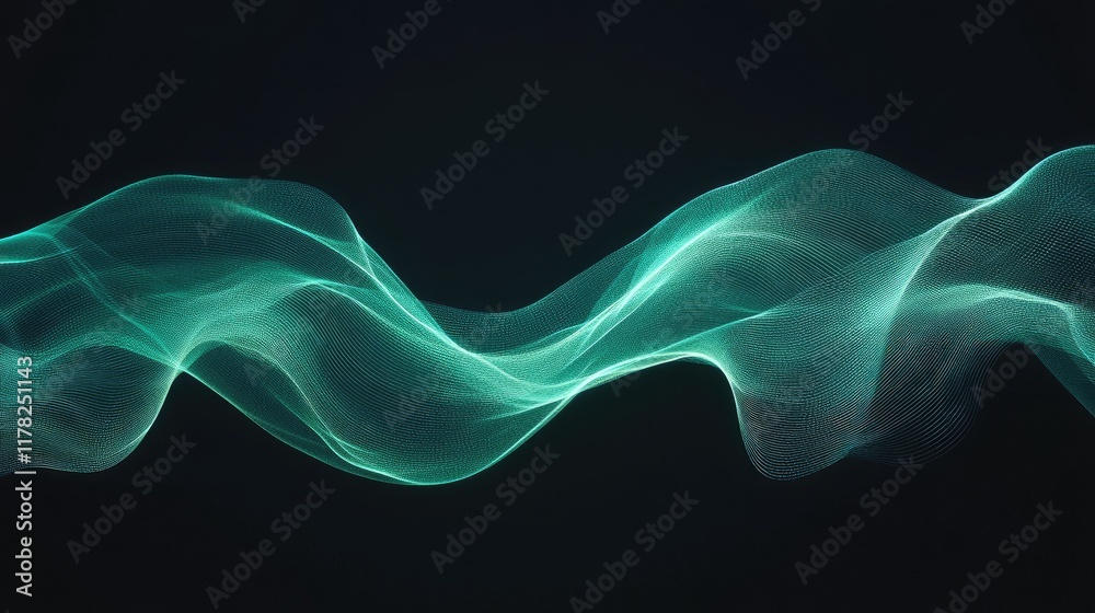 Poster Abstract waveform with oceanic hues and reflective ripples, creating a mesmerizing, smooth motion that evokes tranquility and the power of the ocean