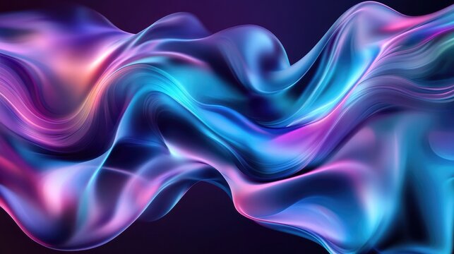 Abstract waveform with oceanic hues and reflective ripples, creating a mesmerizing, smooth motion that evokes tranquility and the power of the ocean