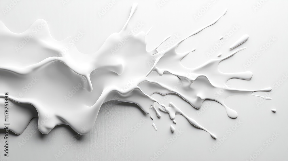 Aufkleber abstract white fluid splash with sharp, smooth spikes and organic movement, creating a sense of moti