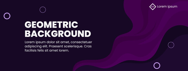 Abstract banner background with wave elements, in purple colors.