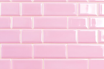 Pink Glossy Rectangular Tile Wall