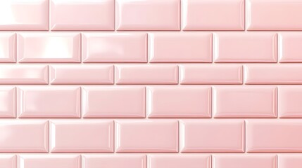 Pink Glossy Rectangular Tiles in Running Bond Pattern