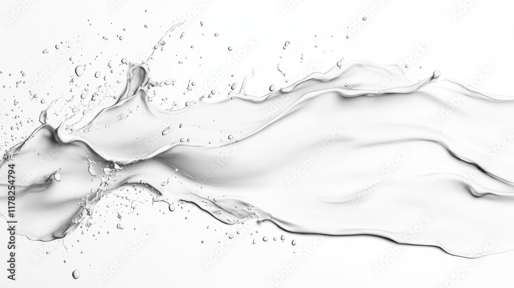 Aufkleber Elegant white splash with smooth, fluid spikes and organic flow, creating an abstract visual composition full of movement and fluidity
