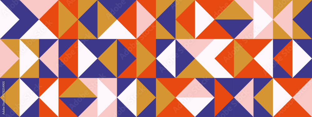 Aufkleber bright retro triangle seamless pattern. abstract geometric mid century background. colorful swiss mo