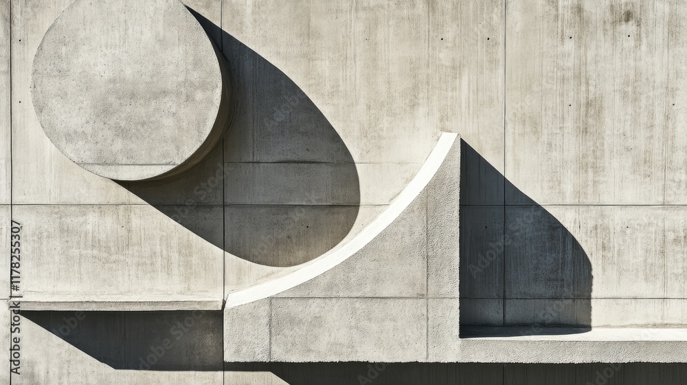 Aufkleber Geometric shapes placed on a concrete background, casting shadows in a minimalist arrangement that highlights modern design and artistic simplicity