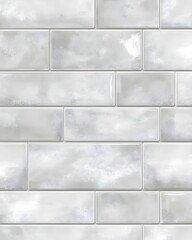 Seamless Pattern of Light Grey Glazed Rectangular Tiles
