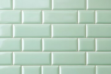 Obraz premium Pale Green Glossy Rectangular Tiles in Brick Pattern