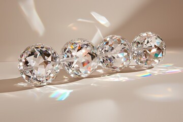 Luxury crystal spheres reflecting light, elegant and luxurious background