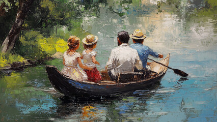 Obraz premium Weekend in Vienna: A Peaceful Family in 18th-Century Splendor