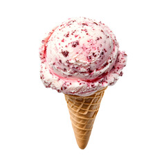 Scoop of Ice Cream with Pink Topping Isolated on Transparent Background