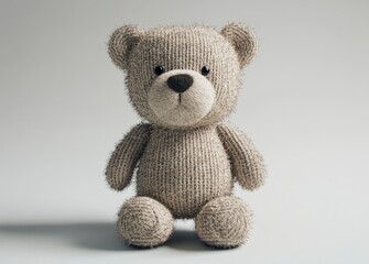 Cute teddy bear toy on a white background with copy space, 3D rendering, studio lighting, high-resolution photography, insanely detailed, fine details, isolated plain, stock photo color grading, light