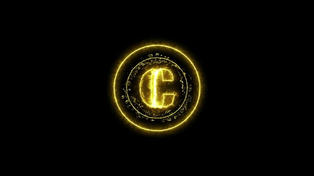 C logo with playful circle round size up and down with C letter in black background