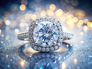 Fototapeta premium Exquisite diamond wedding ring: sparkling brilliance, luxurious design, perfect bridal jewelry.