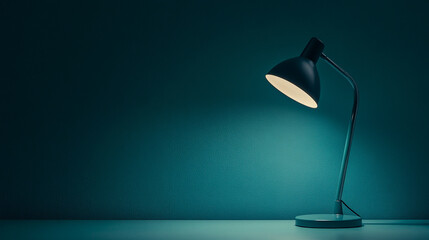 A single glowing desk lamp illuminates an otherwise dark office with an empty blank space beside it, symbolizing solitude, focus, and the contrast between clarity and chaos

