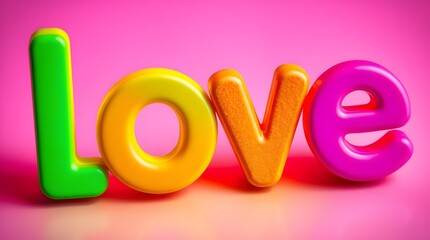 bright inscription love on a festive background for use in festive packaging design projects