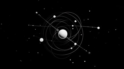Atomic Orbitals: Dark Space, Glowing Planets, Stellar System