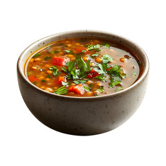 Lentil Soup Shorba in a Bowl Isolated on Transparent Background